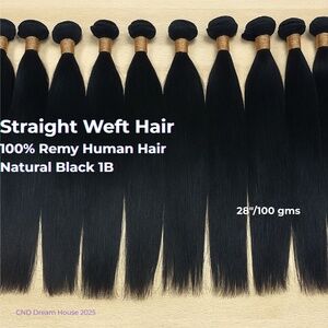 28" Weft Human Hair Extensions 100g Natural Black